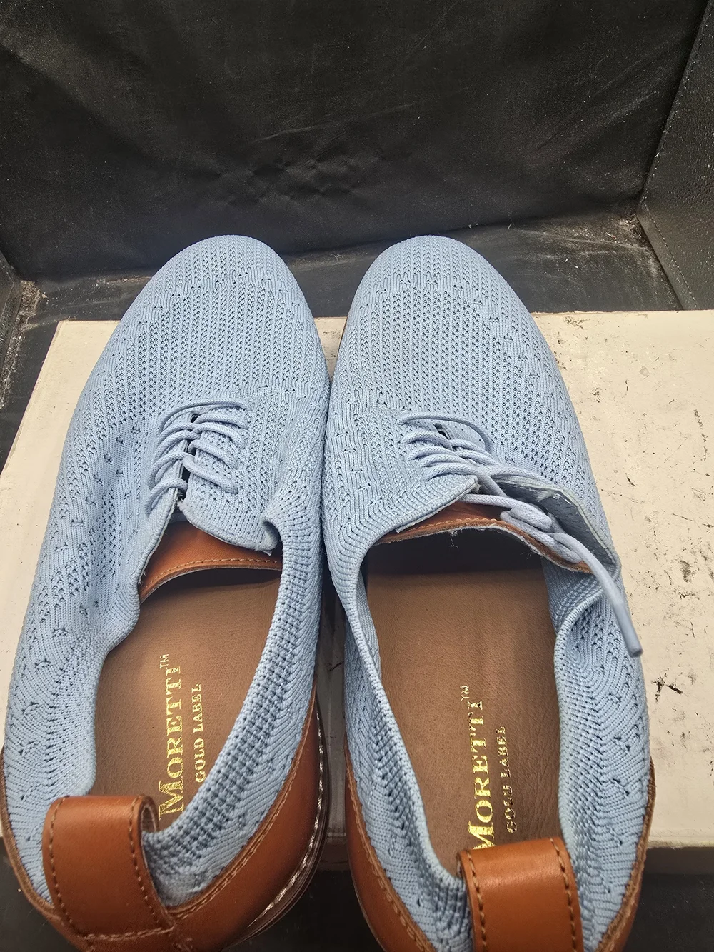 Light Blue Knit Derby Shoes